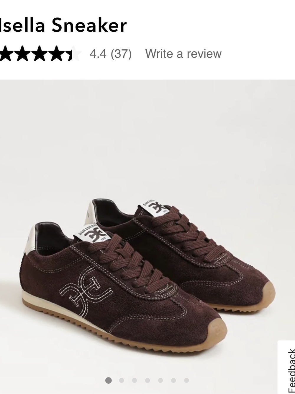 Sam Edelman Women's Dark Brown Suede Sneaker Isella size 6.5